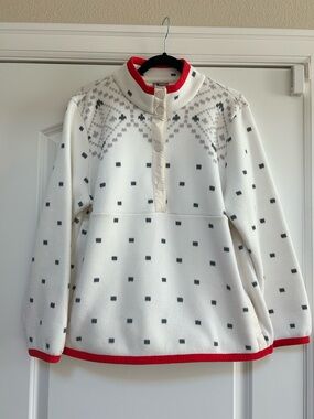 Talbots Sherpa Mock Neck Pullover 1/2 Snap Sweater SZ XLP Diamond Fair Isle Soft